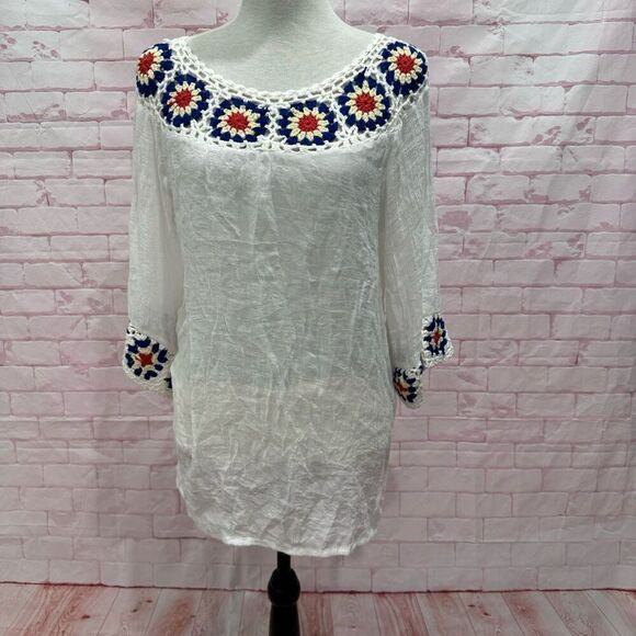 Oliver top boho crochet tunic top size XL - Picture 1 of 7